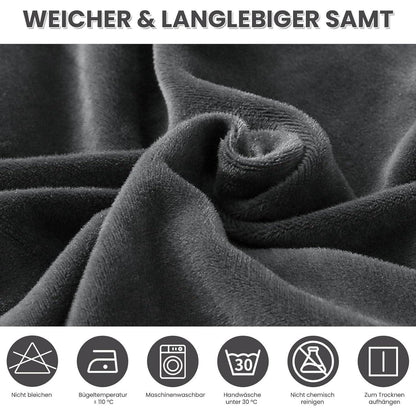 Samt Stuhlhussen 4er Set - Dunkelgrau, Stretch & Waschbar