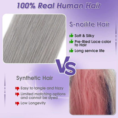 Echthaar Haarverlängerung Grau Balayage Clip-in 50cm