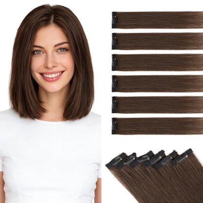 Echthaar Haarverlängerung Balayage Dunkelbraun 55cm