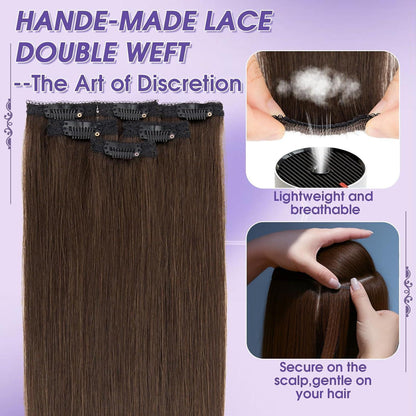 Echthaar Haarverlängerung Balayage Dunkelbraun 55cm
