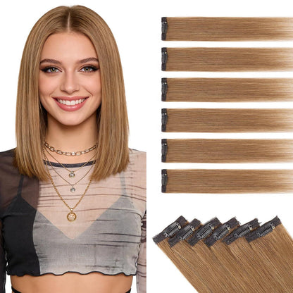 Echthaar Haarverlängerung Balayage Hellbraun 55cm