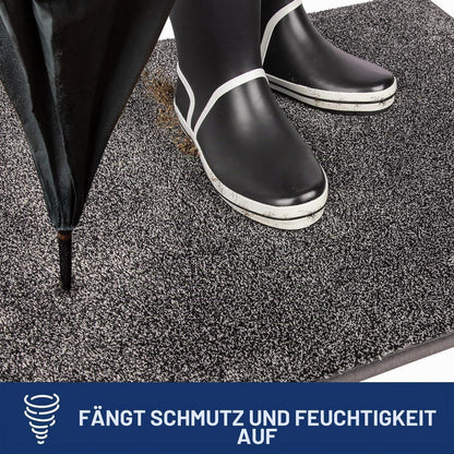 Läufer Teppich 60x210 cm – Schmutzfangmatte Grau-Schwarz