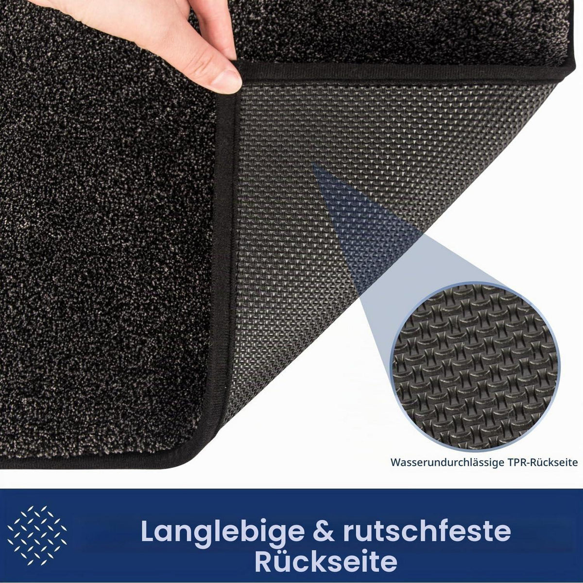 Läufer Teppich 60x210 cm, Schmutzfangmatte Holzkohlegrau