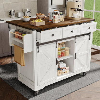Kücheninsel mit ausziehbarer Arbeitsplatte, Beige