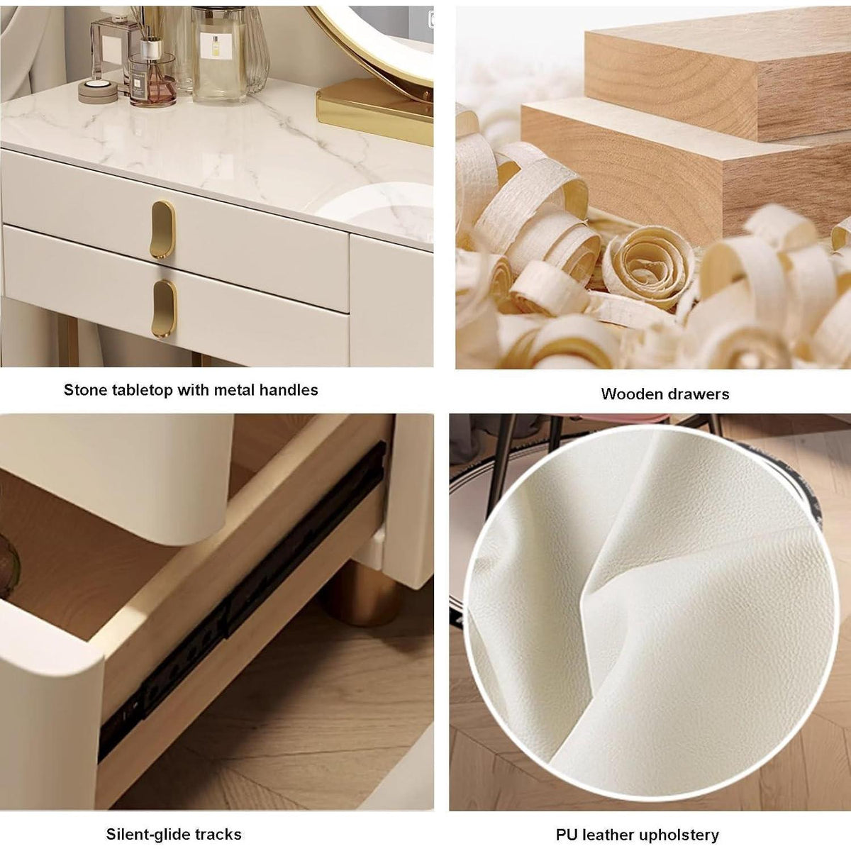 Rosa Schminktisch Set mit Spiegel & Stuhl – 80cm