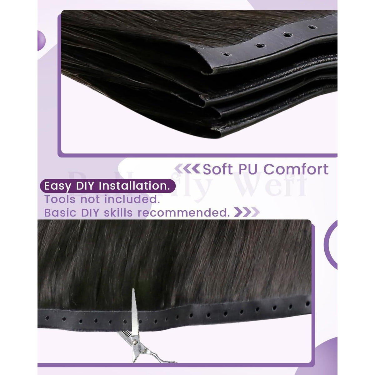 Echthaar Tressen Braun 50cm – Remy Sew-in Extensions