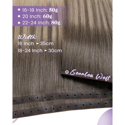 Echthaar Tressen Braun 60cm – Balayage Aschblond & Platinblond
