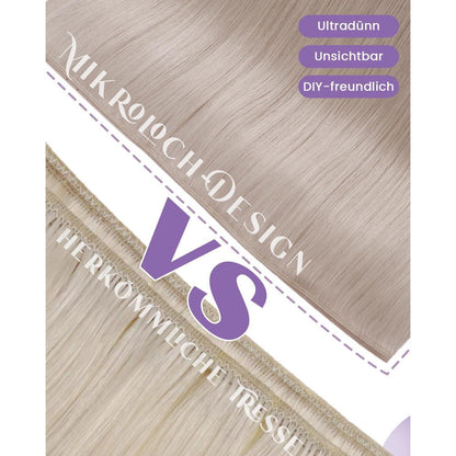 Echthaar Tressen Extensions Platinblond 50cm - Butterfly Weft #60