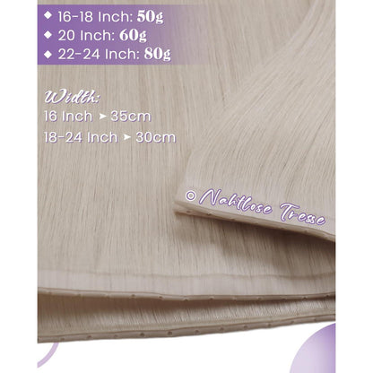 Echthaar Tressen Extensions Platinblond 50cm - Butterfly Weft #60