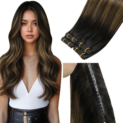Echthaar Tressen Braun Balayage 60cm – Remy Menschenhaar