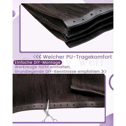 Dunkelbraune Echthaar Tressen 60cm – Unsichtbare Weft Extensions