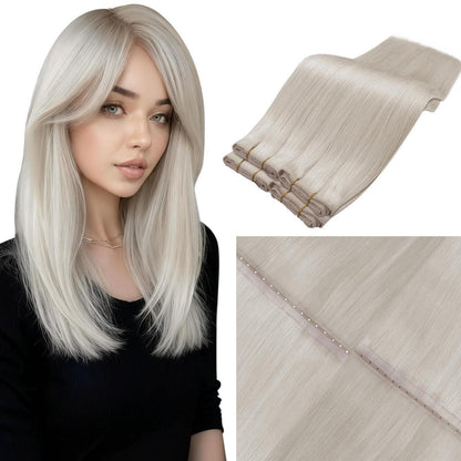 Echthaar Tressen Blond 55cm – Doppelt Nähen #60
