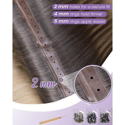 Echthaar Tressen 50cm Ombre Blond Braun Weft Extensions