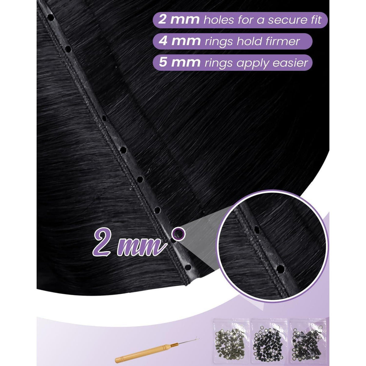 Echthaar Tressen Schwarz – Unsichtbare Weft Extensions 40cm