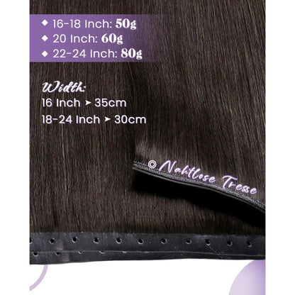 Echthaar Tressen Dunkelbraun 50cm – Butterfly Weft