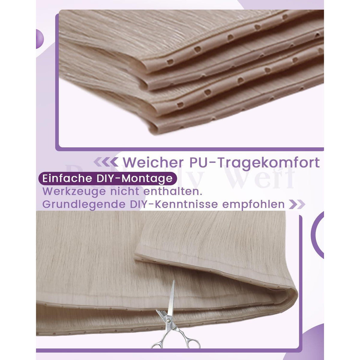 Echthaar Tressen Platinblond 50cm – Remy Weft Extensions