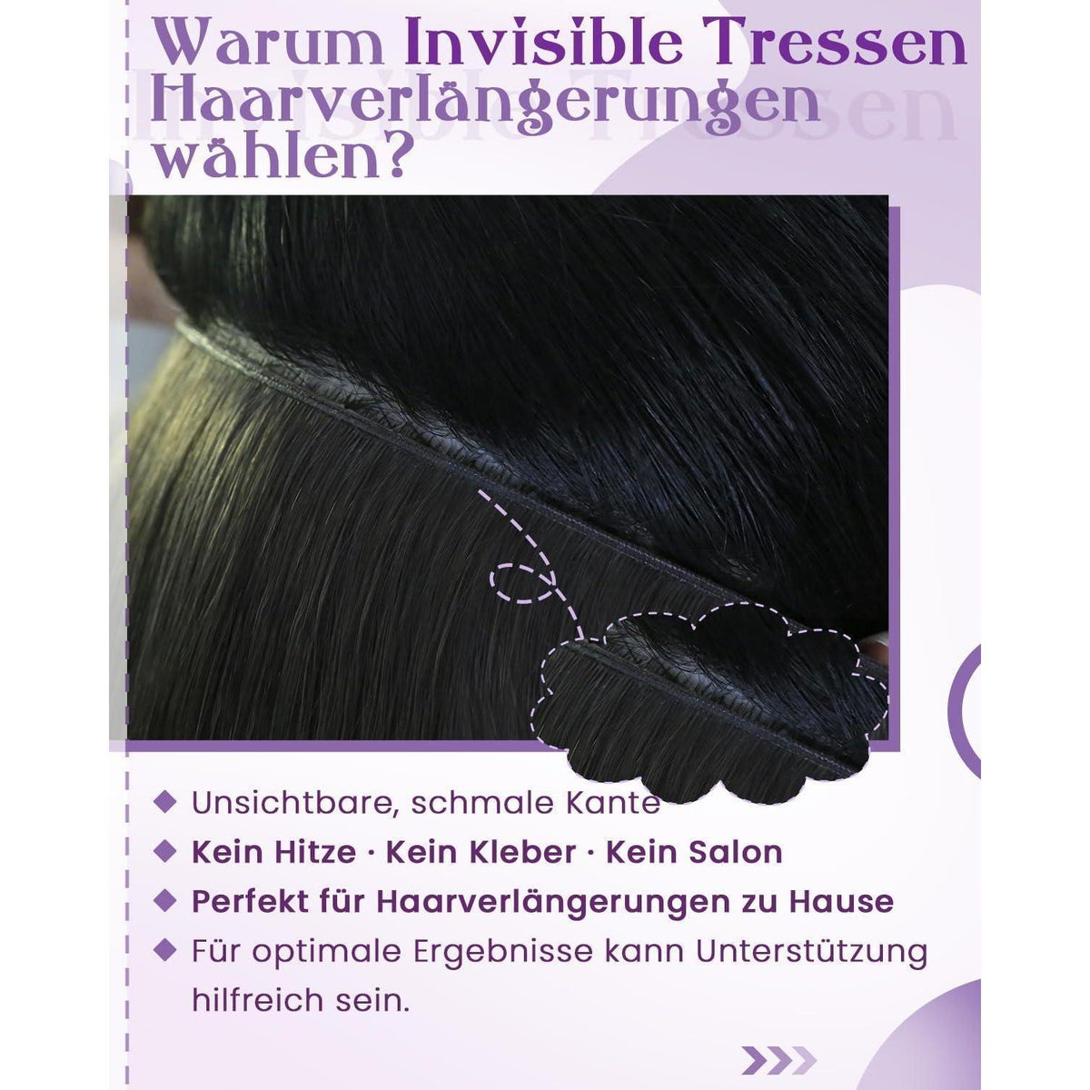 Echthaar Tressen Braun – Butterfly Weft, 45cm, 50g #2