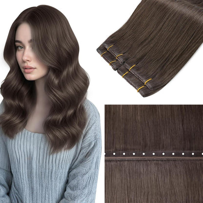 Echthaar Tressen Braun 55cm – Sew-in Weft Extensions