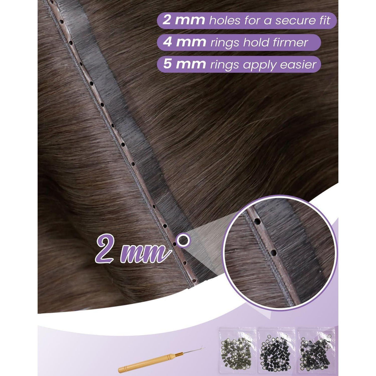 Echthaar Tressen Braun 55cm – Sew-in Weft Extensions