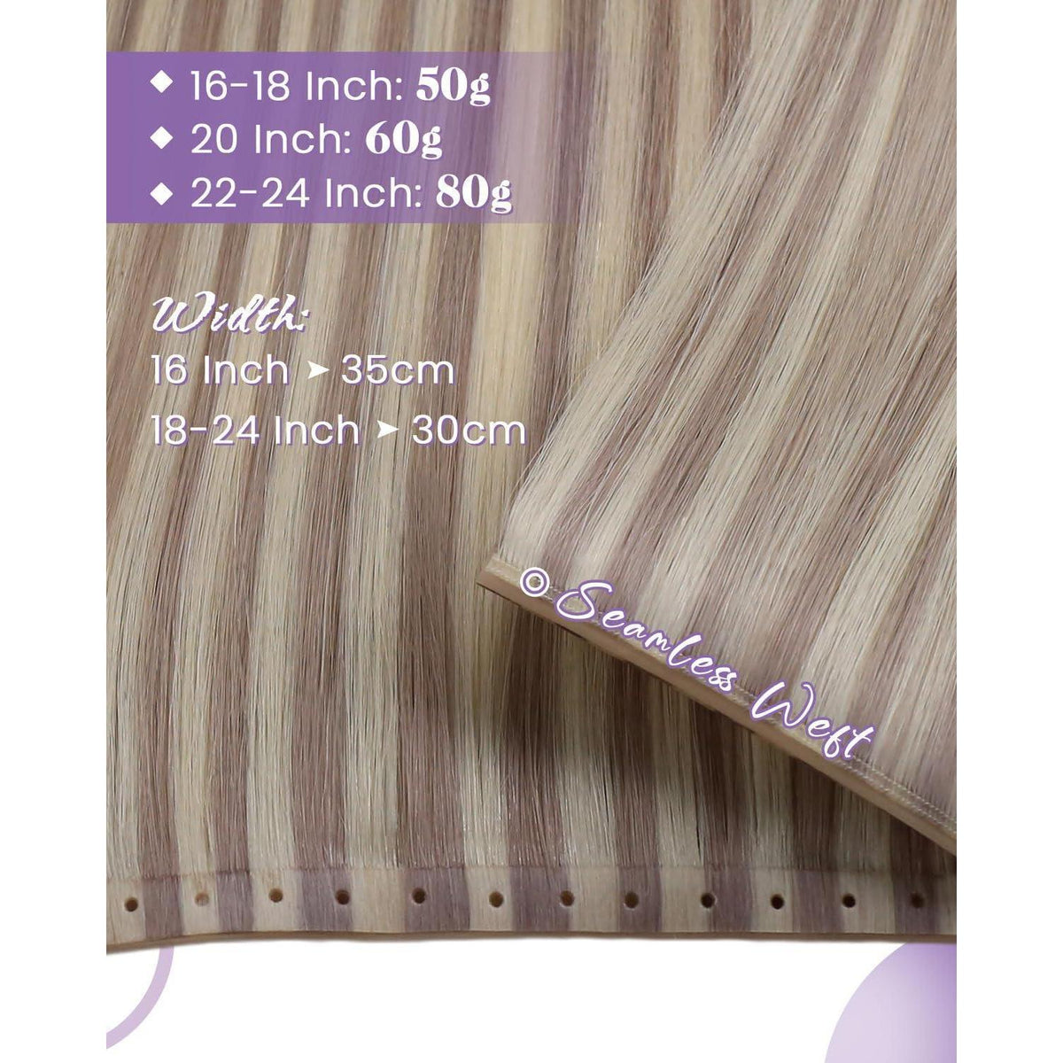 Blond Echthaar Tressen 60cm – Unsichtbare Extensions #18/613