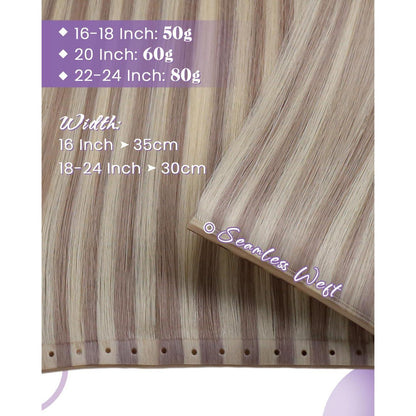 Blond Echthaar Tressen 60cm – Unsichtbare Extensions #18/613