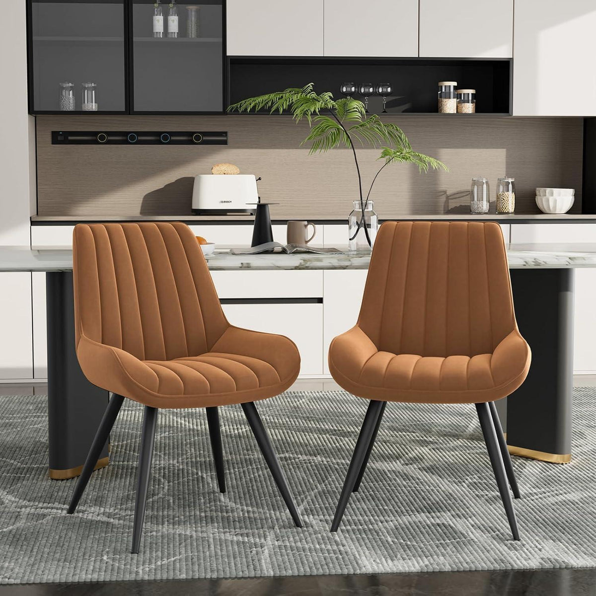 Esszimmerstühle 8er Set | Braun | Polsterstühle mit Sitzkissen