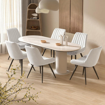 Esszimmerstühle 8er Set | Polsterstühle mit Sitzkissen & Metallbeinen Weiß