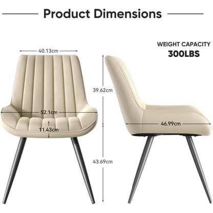 Esszimmerstühle 8er Set | Beige Polsterstühle mit Sitzkissen
