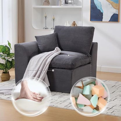 Compressed Sofa Einzelsitzer Cordstoff - Dunkelgrau & Kombinierbar