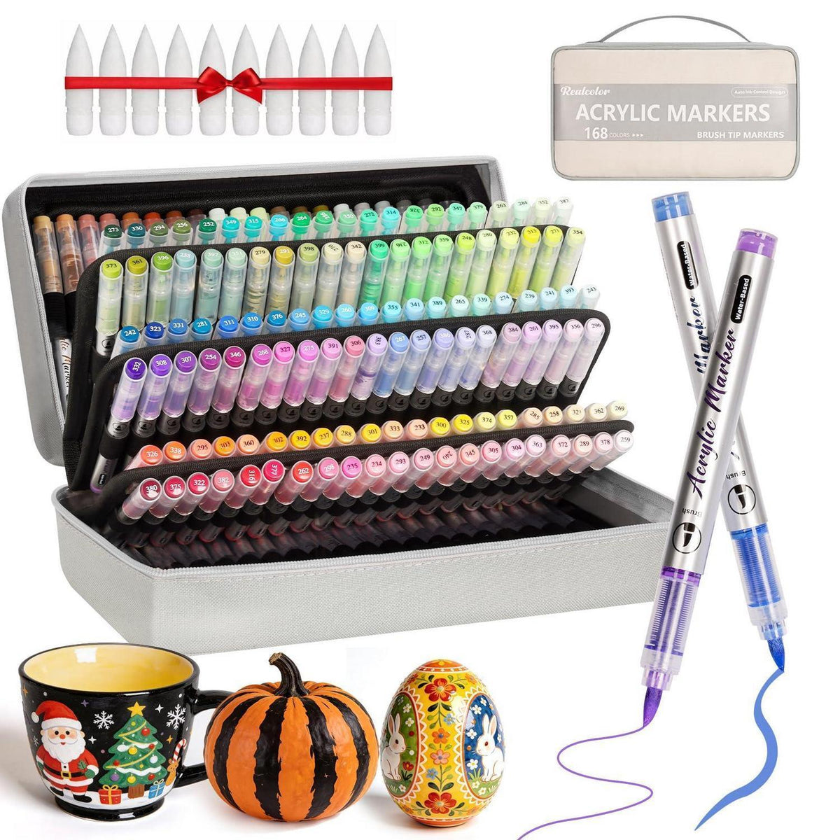 168 Acryl-Malstifte Set mit Pinselspitze – Vielseitig & Geschenkidee