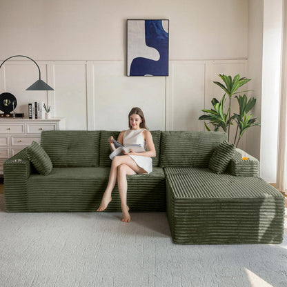 Modulares Sofa mit Chaiselongue – Cloud Couch, L-förmig, Grün