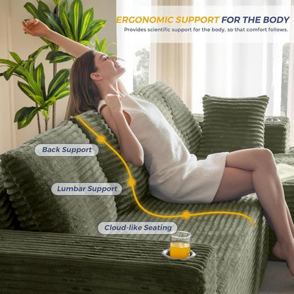 Modulares Sofa mit Chaiselongue – Cloud Couch, L-förmig, Grün