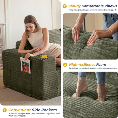 Modulares Sofa mit Chaiselongue – Cloud Couch, L-förmig, Grün
