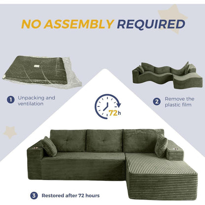 Modulares Sofa mit Chaiselongue – Cloud Couch, L-förmig, Grün