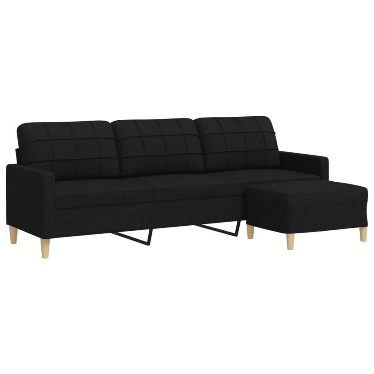 3-Sitzer Schlafsofa mit Hocker Schwarz