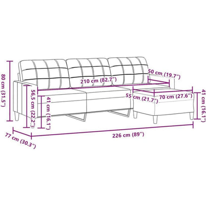3-Sitzer Schlafsofa mit Hocker Schwarz