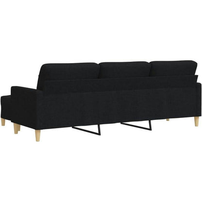 3-Sitzer Schlafsofa mit Hocker Schwarz