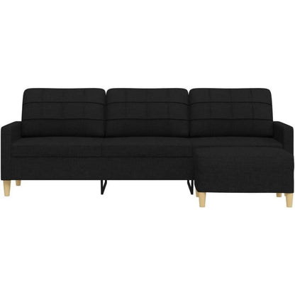 3-Sitzer Schlafsofa mit Hocker Schwarz