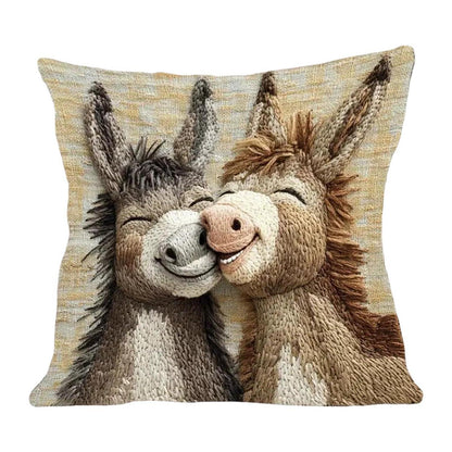 2er Set Kissenbezüge Niedliche Tiere – Esel Design 45x45cm