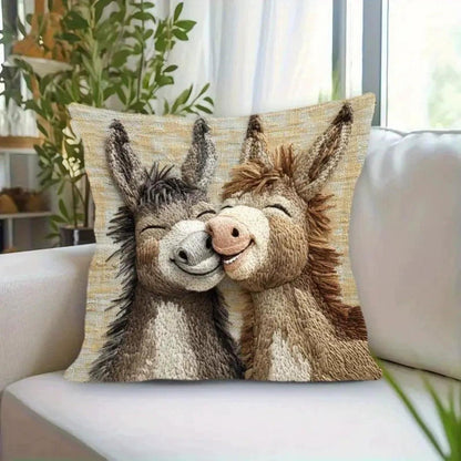 2er Set Kissenbezüge Niedliche Tiere – Esel Design 45x45cm