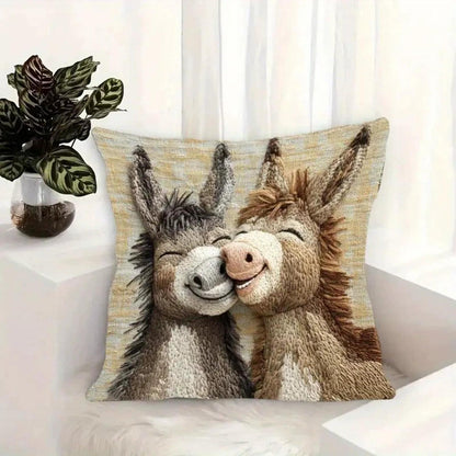 2er Set Kissenbezüge Niedliche Tiere – Esel Design 45x45cm