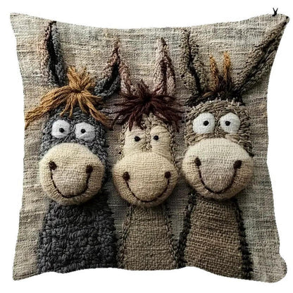 2x Esel Alpaka Kissenbezüge 45x45cm - Niedliches Tiere Design