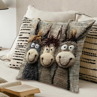 2x Esel Alpaka Kissenbezüge 45x45cm - Niedliches Tiere Design