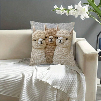 2x Kissenbezug Esel Alpaka – 45x45cm, Weicher Kurzflor