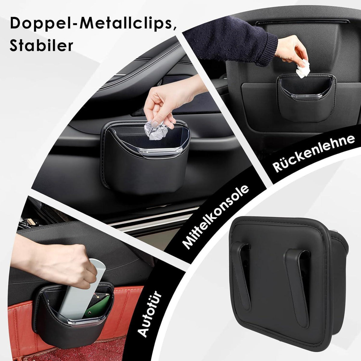 Auto Mülleimer – Klein, Lecksicher & Clip On in Lederoptik