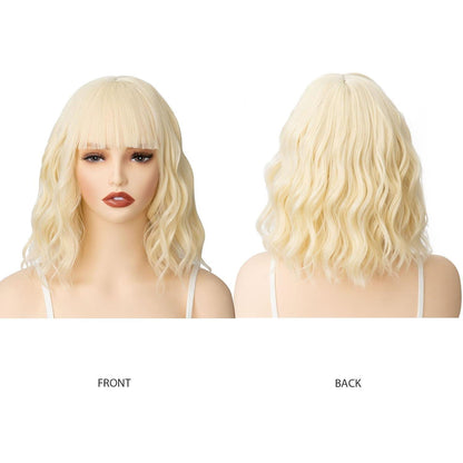 Blonde Bob Perücke mit Pony – 12 Zoll, gewellt