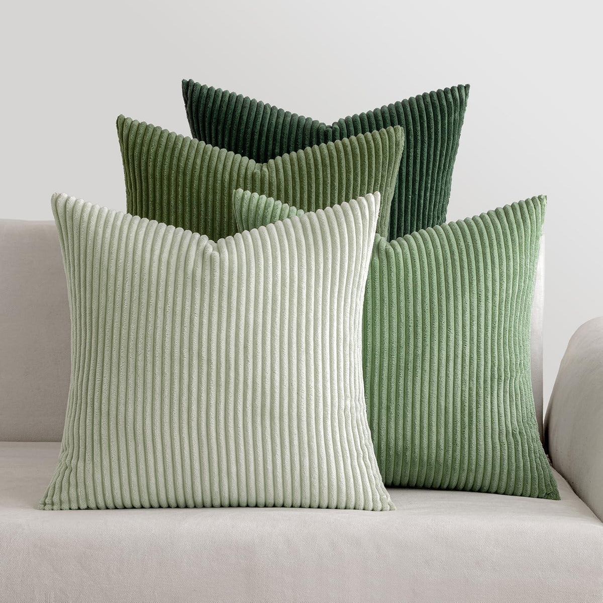 Kordsamt Kissenbezug 60x60 cm, 4er Set – Waldgrün
