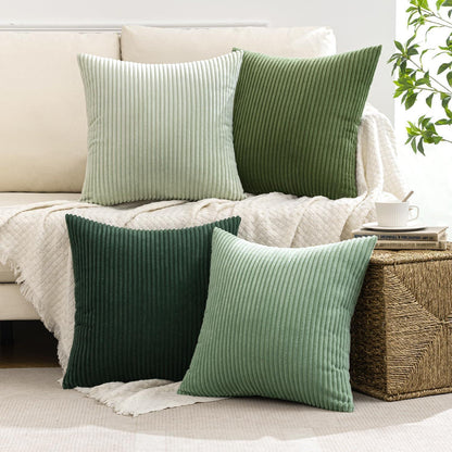 Kordsamt Kissenbezug 60x60 cm, 4er Set – Waldgrün