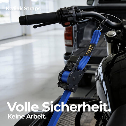 Spanngurte Automatik 3m mit S-Haken | 1360KG | 4 Stück Blau