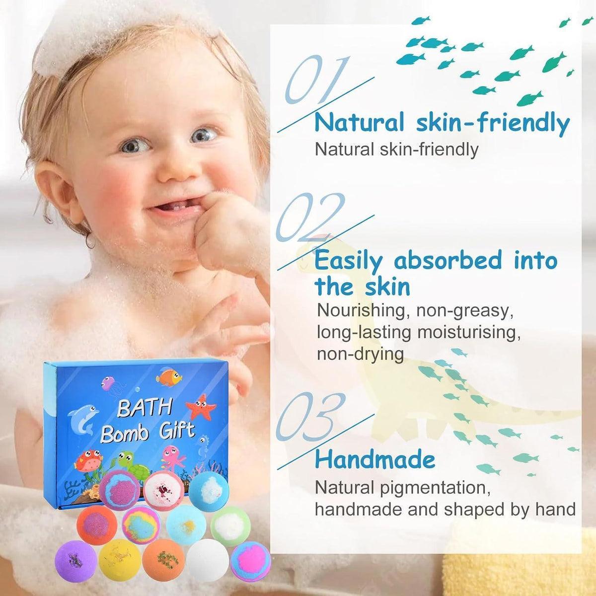 12 Badebomben Geschenkset mit Spielzeug für Kinder